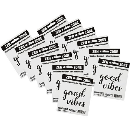 SUNBURST SYSTEMS Decal Good Vibes 2.75 in x 3.5 in, 12-Pack PK 6246